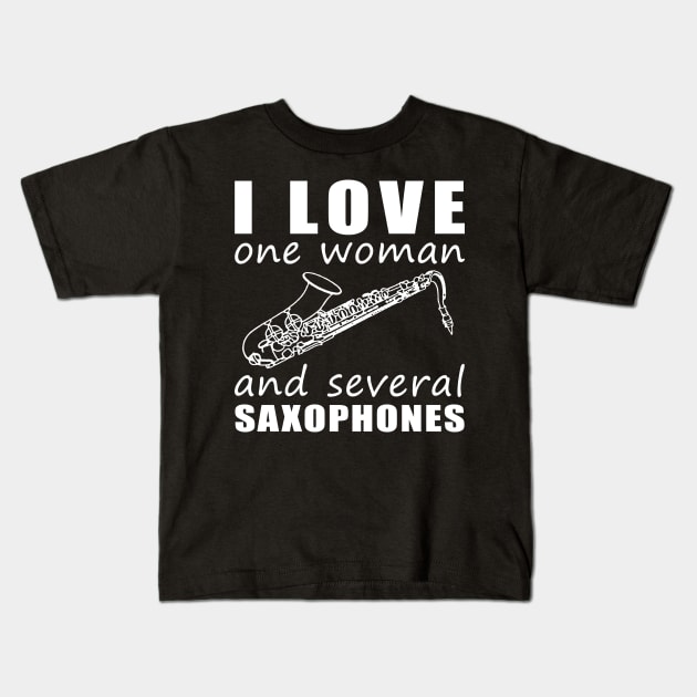 Soulful Serenade - Funny 'I Love One Woman and Several Saxophones' Tee! Kids T-Shirt by MKGift